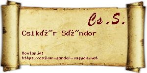 Csikár Sándor névjegykártya